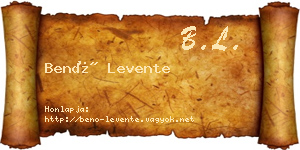 Benő Levente névjegykártya